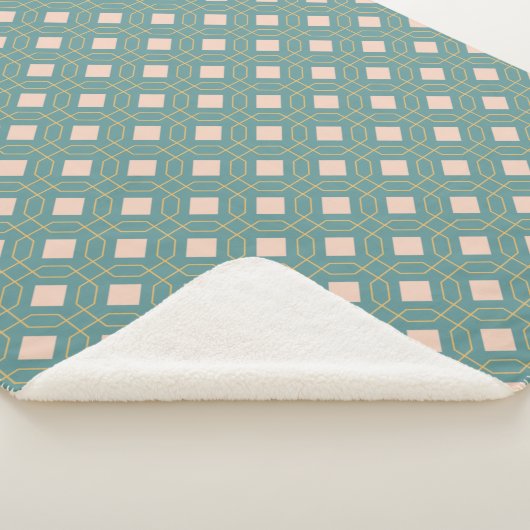 Art Deco Geometric Muster in Pastellblau und Rosa Sherpadecke (3/4)