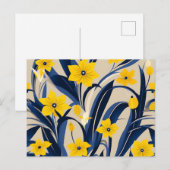 Art Deco Geometric Muster mit Navy Blue Yellow Postkarte (Vorne/Hinten)