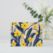 Art Deco Geometric Muster mit Navy Blue Yellow Postkarte (Stehend Vorderseite)