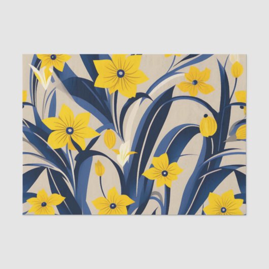 Art Deco Geometric Muster mit Navy Blue Yellow Seidenpapier (Vorderseite)