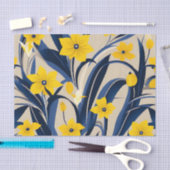 Art Deco Geometric Muster mit Navy Blue Yellow Seidenpapier (Handwerk)
