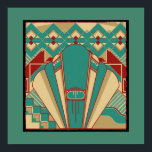 Art Deco Geometric Muster Poster<br><div class="desc">Deko Muster in den beliebten Südwestfarben Rot, Türkis, Schwarz und Creme.</div>