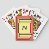 Art Deco Geometric Orange Yellow Black Monogram Spielkarten (Rückseite)