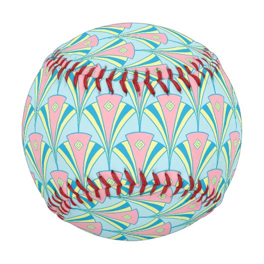 Art Deco Geometric Pastel Fan Design Baseball (Rückseite)