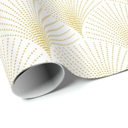 Art Deco Geometric Pattern In Gold & White Geschenkpapier (Rolleneckpunkt)