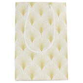 Art Deco Geometric Pattern In Gold & White Mittlere Geschenktüte (Vorderseite)