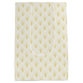 Art Deco Geometric Pattern In Gold & White Mittlere Geschenktüte (Rückseite)