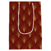 Art Deco Geometric Pattern In Gold & White Mittlere Geschenktüte (Rückseite)