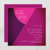 Art Deco Geometric Pink Square Brautparty Einladung (Vorne/Hinten)