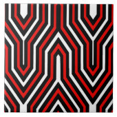 Art Deco Geometric - rot, schwarz und weiß Fliese (Vorderseite)