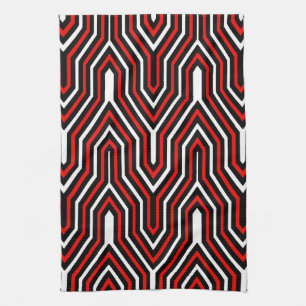 Art Deco Geometric - rot, schwarz und weiß Handtuch