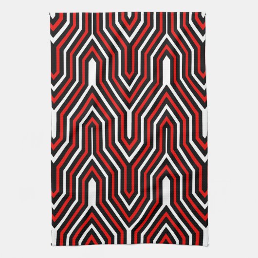 Art Deco Geometric - rot, schwarz und weiß Handtuch (Vertikal)