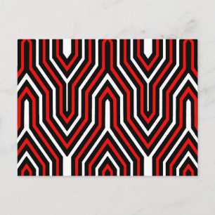 Art Deco Geometric - rot, schwarz und weiß Postkarte