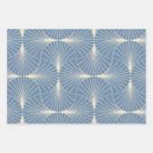Art Deco Geometric scallop Fans in Grau-Blau Geschenkpapier Set (Vorderseite 2)
