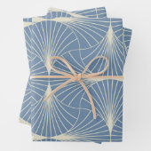 Art Deco Geometric scallop Fans in Grau-Blau Geschenkpapier Set (Beispiel)