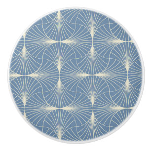 Art Deco Geometric scallop Fans in Grau-Blau Keramikknauf