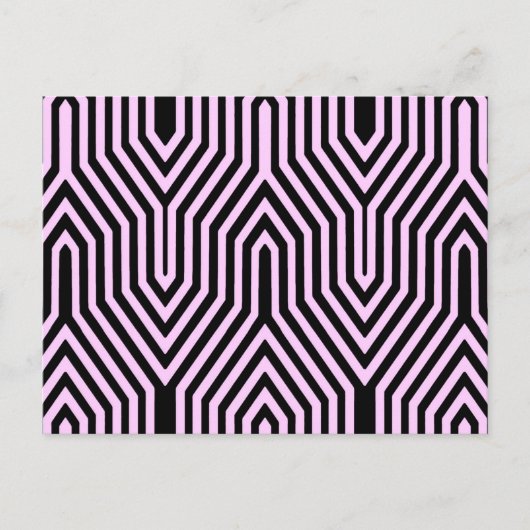 Art Deco Geometric - Schwarz und Rosa Postkarte (Vorderseite)