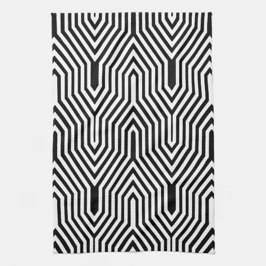Art Deco Geometric - Schwarzweiß Handtuch (Vertikal)