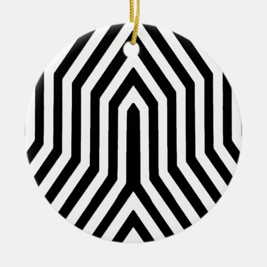 Art Deco Geometric - Schwarzweiß Keramik Ornament (Vorne)