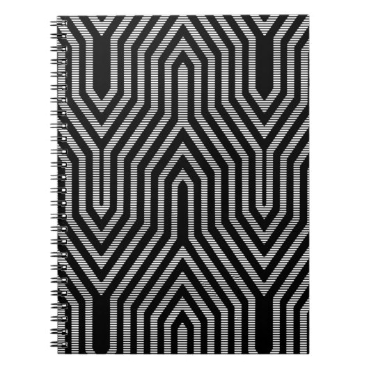 Art Deco Geometric - Schwarzweiß Notizblock (Vorderseite)