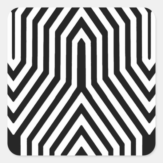 Art Deco Geometric - Schwarzweiß Quadratischer Aufkleber (Vorderseite)