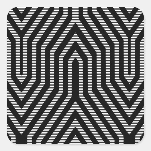 Art Deco Geometric - Schwarzweiß Quadratischer Aufkleber (Vorderseite)