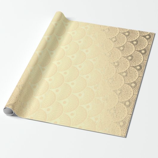 Art Deco Geometric Seashells Gold Foxier Geschenkpapier (Ungerollt)
