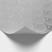 Art Deco Geometric Seashells Silver Gray Graphite Geschenkpapier (Ecke)