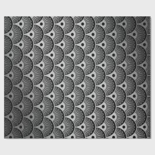 Art Deco Geometric Seashells Silver Ornament Geschenkpapier (Flach)