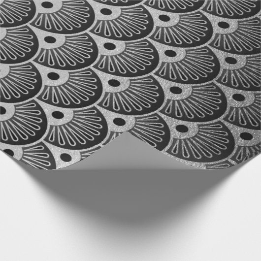Art Deco Geometric Seashells Silver Ornament Geschenkpapier (Ecke)