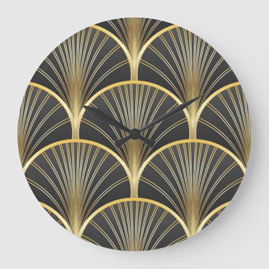 Art Deco Geometric Texture Illustration Große Wanduhr (Vorderseite)