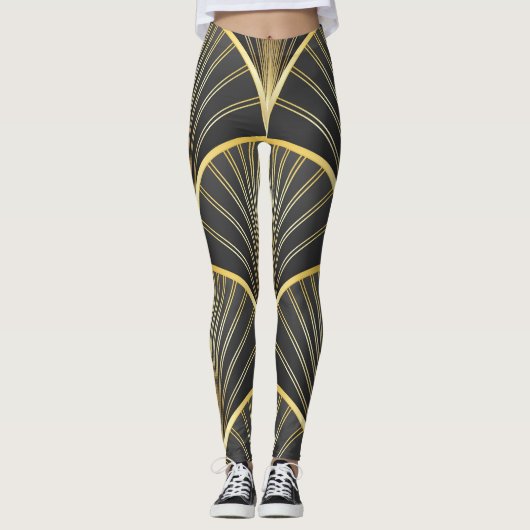 Art Deco Geometric Texture Illustration Leggings (Vorderseite)