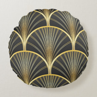 Art Deco Geometric Texture Illustration Rundes Kissen