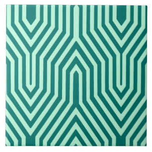 Art Deco Geometric - Türkis und Wasser Fliese