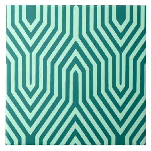 Art Deco Geometric - Türkis und Wasser Fliese (Vorderseite)