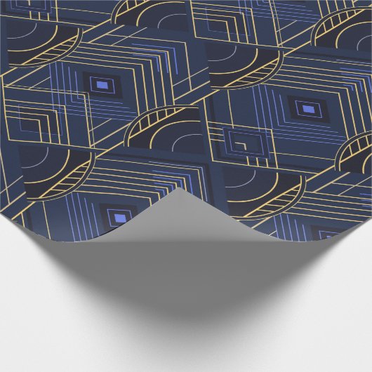 Art Deco Geometric Uplift - Blue Geschenkpapier (Ecke)