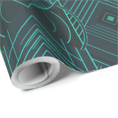 Art Deco Geometric Uplift - Dark Teal Glow Geschenkpapier (Rolleneckpunkt)