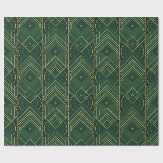 Art Deco Geometric Uplift - Deep Green Geschenkpapier (Flach)