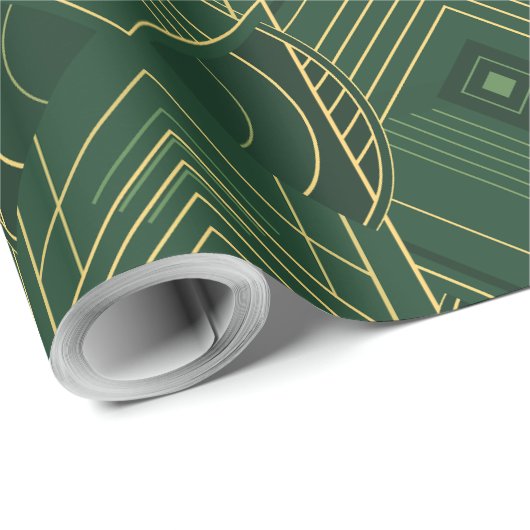 Art Deco Geometric Uplift - Deep Green Geschenkpapier (Rolleneckpunkt)