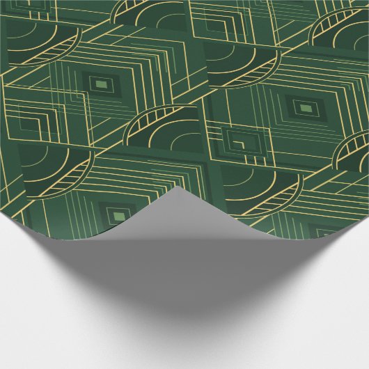 Art Deco Geometric Uplift - Deep Green Geschenkpapier (Ecke)