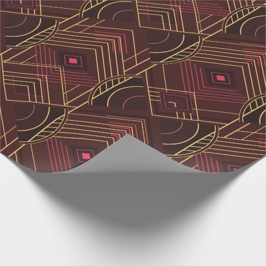 Art Deco Geometric Uplift - Wine Red Geschenkpapier (Ecke)