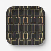Art Deco Geometrics Black and Gold Pappteller (Vorderseite)