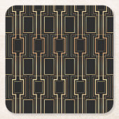 Art Deco Geometrics Black and Gold Rechteckiger Pappuntersetzer (Vorderseite)