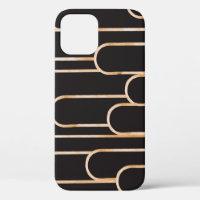 Art Deco Geometrie: Goldene Wasserfarben-Tapete