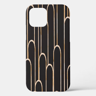 Art Deco Geometrie: Goldene Wasserfarben-Tapete iPhone 12 Hülle
