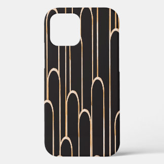 Art Deco Geometrie: Goldene Wasserfarben-Tapete iPhone 12 Hülle