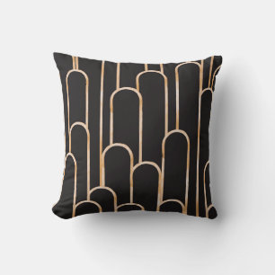 Art Deco Geometrie: Goldene Wasserfarben-Tapete Kissen