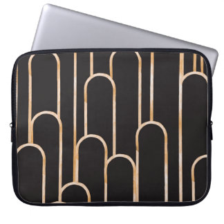 Art Deco Geometrie: Goldene Wasserfarben-Tapete Laptopschutzhülle