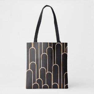 Art Deco Geometrie: Goldene Wasserfarben-Tapete Tasche