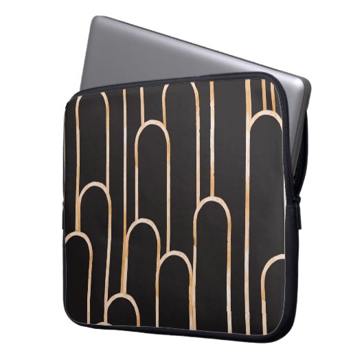 Art-Deco-Geometrie: goldenes Aquarellpapier Laptopschutzhülle (Vorderseite Links)